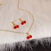 Colgante de granate cereza francés aretes de botón rojo vino collar traje sentimiento dulce femenino venta al por mayor de fábrica