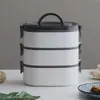 Caja de Almuerzo Bento Japonesa Ovalada Portátil Creativa de Múltiples Capas Aislada, Caja de Comida Aislada de Acero Inoxidable 304