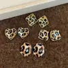 Pendientes de Corazón con Estampado de Leopardo, Aguja de Plata Chapada en Oro Real de 18 Quilates, Pendientes de Lujo Accesible de Gama Alta, Pendientes de Moda Retro Elegantes para Mujer