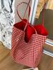 Bolsa para Ropa de Clase de Estudiante Bolsa Tote de Gran Capacidad Estilo Preppy Ins Bolso de Hombro Bolso tipo Satchel a Cuadros Literario Bolsa Grande