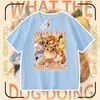 Camiseta Infantil Divertida con Estampado de Perro con Cuchillo y Escudo Ropa de Manga Corta para Niños Perro con Cuchillo y Escudo Camiseta de Media Manga 100% Algodón para Niños y Niñas