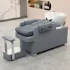 Cama de Lavado Semi-Reclinable Transfronteriza Peluquería Lavabo Cerámico con Pedal de Pie Cama de Enjuague Salón de Belleza Sofá Semi-Reclinable Cama de Lavado