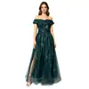 Vestido de Noche Oscuro de Alta Gama Estilo Pintura al Óleo de un Hombro, Vestido Largo con Abertura Fruncida de Malla en la Cintura, Ropa de Noche de Lujo Ligero