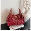 Bolsa Hobo Corrente Acolchoada com Diamante de Luxo Leve para Mulheres Bolsa Tote de Couro Macio Retrô Grande Capacidade com Cordão Versátil para o Dia a Dia Mulheres