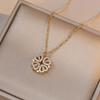 Colar Feminino Cyber Celebridade Amor Zircon Flor Niche Entrada Luxo Novo Estilo Design Sense Pingente Elegante terno Colar de Aço Titânio
