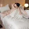 [Zhuang Zhou Sonhando com Borboletas] Conjunto de 4 Peças de Tencel Lenzing 60S Verão Seda Gelada Fresca e Sedosa Capa de Edredom e Lençol para Meninas