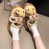 Pisar Excremento Sensación de Velcro Punta Redonda Cálidas Zapatos de Algodón para Mujer 2025 Otoño e Invierno Nuevos Lindos Dibujos Animados Gatito Zapatos de Algodón para Mujer