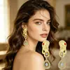 Cuffs para Orejas con Forma de Verano Europeo Americano Exagerados Pendientes de Botón Abstractos Pendientes Transfronterizos Largos con Diseño de Gota de Agua Completamente Diamantados Piedra Preciosa de Perla para Mujeres