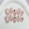 Arte de Unhas Degradê com Bolinhas e Estrela de Cinco Pontas, Suave e Puro, Estilo Menina Doce, Ilumina a Pele, Adequado para o Dia a Dia