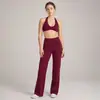Conjunto de Yoga Transfronterizo de Sensación Desnuda con Hermoso Sujetador Deportivo Halter de Espalda y Pantalones Rectos Sueltos para Correr al Aire Libre y Fitness