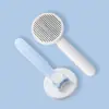 Peine para gato mascota, peine de aguja de limpieza de acero inoxidable para masaje, cepillo quitapelos para perro, función de autolimpieza, elimina el pelo suelto, transfronterizo