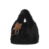 Bolsa Peluda Outono e Inverno Estilo Coreano Estilo Estrangeiro Bolsa de Pelúcia de Mão para Mulheres 2025 Nova Moda de Nicho Bolsa Saco de Balde Bolsa de Mão