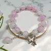 Pulsera de Cristal Transfronteriza de 10 mm Flor de Ráfaga Soñadora para Mujer con Colgante de Mariposa de Color Degradado, Pulsera de Amistad de Diseño Único