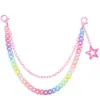 Nueva Cadena de Cintura de Amazon, Versátil Cadena para Pantalones de Doble Capa con Colgante de Estrella de Cinco Puntas de Colores Dulces, Cadena de Pantalones de Acrílico Colorida