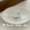 Corea del Sur ins Blogger recomienda Anillo Plata Esterlina S925 Industria Pesada Edición Ancha Inglesa Línea Plata Brillante Anillo Simple Abierto para Mujeres