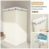 Juego de Cortina de Ducha con Barra Plegable, Mampara de Baño Invisible, Impermeable, Cortina de Ducha Perforada de Gama Alta para Separación de Zona Seca y Húmeda