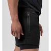 Pantalones cortos deportivos de verano para hombre, de doble capa, casuales, de secado rápido y transpirables para correr, fitness y actividades al aire libre, para entrenamiento
