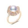 Anillo de perlas de diseño de personalidad cuadrado inyección de oro 18K apertura perla natural de agua dulce cobre blanco chapado en oro venta al por mayor en vivo