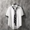 Camisa muy de hadas de manga corta para hombre, versión coreana de moda, rufianes guapos, estilo Hong Kong, camisa de verano, viento perezoso, ropa que tiembla