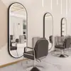 Espelho de Estação para Barbeiro Famoso da Internet Espelho de Salão de Cabeleireiro Espelho Dedicado para Corte de Cabelo de Salão de Cabeleireiro Espelho de Lado Único Montado na Parede Minimalista com Luzes LED