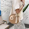 Bolsa Tejida Artesanal Texturizada Nueva Moda Diseño de Nicho Bolsa Tejida de Paja Versátil Cruzada Pequeña Redonda Transfronteriza Popular
