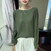 Suéter de Punto de Hombro Caído Estilo Perezoso para Primavera y Otoño para Mujer, Color Sólido Texturizado Manga Larga Ajuste Holgado Adelgazante Versátil Camiseta Base de Punto
