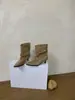 Botines de Tobillo Estilo Coreano First Encounter Season para Mujer, Gamuza Arrugada, Tacón Apilado, Botas de Otoño Invierno 2026, Nuevo Estilo, Tacón Fino Elegante, Botas Adelgazantes