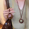 Collar Largo con Colgante Circular Vintage para Mujer, Nuevo Estilo 2025, Nuevo Estilo Chino, Accesorio de Cadena para el Cuello Minimalista de Nicho