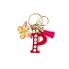 Llavero de Borla de Mariposa con Pedrería Transfronterizo con 26 Opciones de Letras, Colgante de Resina para Bolso, Accesorio de Regalo para Mejores Amigas