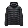 Chaqueta Ligera con Capucha de Plumón Softshell para Hombre Cálida 90% Plumón Alta Calidad Ropa para Clima Frío