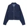 Chaqueta de mezclilla con cremallera estilo europeo y americano transfronteriza 4083222 jeans de cintura alta de pierna ancha 4083226
