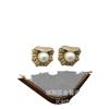 Brincos de pino de avô de Florença da Itália antiga média, artesanato em ouro russo antigo, brincos de contas de baía incrustadas de zircônia