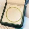 Peridoto Piedra de Nacimiento de Agosto Piedra de Nacimiento Cristal de la Suerte Chapado en Oro de 18k Pulsera Ultra Fina Verde Fresco para Mujer Mini