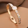 Pulsera de acero de titanio dorado con circonita que no se decolora, incrustaciones de diamante, diseño de nicho, pulsera de lujo simple, pulsera