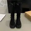 Hebilla de cinturón retro, botas de motociclista para mujer, nuevo estilo otoño 2026, suela gruesa, tacón grueso, botas altas, adelgazantes y que aumentan la altura, botas de jinete