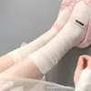 Calcetines Blancos de Becerro para Mujer Finos de Primavera y Verano Calados con Rayas Verticales Apilables Calcetines de Primavera y Otoño Calcetines JK