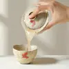 Taza Maestra de Orquídea Mariposa Pintada a Mano con Esmalte Caramelo, Juego de Té Kung Fu para Uso Doméstico, Taza de Cata de Té Azul y Blanco Bajo Esmalte