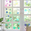 Nueva película láser PET reflectante colorida, pegatinas de pared talladas, pegatinas de pared de vidrio con combinación circular DIY LS004
