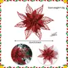 Flores Artificiales Transfronterizas de Amazon Flores con Polvo Dorado Decoración de Escena Navideña Decoración Navideña Festiva Flores de Navidad