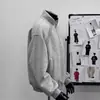 Sudadera con media cremallera gris deconstruida para hombre, holgada, talla grande, otoñal, marca de moda, peso pesado, casual americano, top tipo jersey, prenda de abrigo