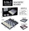 Juego de ajedrez magnético plegable transfronterizo dorado plateado blanco y negro damas tablero de ajedrez de plástico piezas de ajedrez de doble cara venta caliente