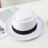 Nuevo Estilo Británico Cinta Negra Cúpula Europeo y Americano Curvado Pequeño Bombín Bulto Cabeza Plana Comercio Exterior Sombrero de Fieltro Sombrero de Jazz