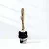 Bufanda Linda de Dibujos Animados Amarilla y Blanca Llavero de Gato Negro Pequeño Cordón Colgante para Bolsa Regalo Creativo Decoración Accesorio