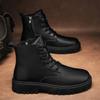 Zapatos de Chef para Hombre Primavera Antideslizantes Impermeables Cocina Botas de Cuero de Caña Alta Zapatos de Cuero Casuales Negros Botas Martin Deportivas de Invierno Tendencia