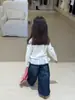 Camiseta de Manga Larga con Estampado Divertido de Niña MaiyoYo, Falso Dos Piezas con Dobladillo Fruncido, Camiseta Base de Otoño para Niñas Pequeñas