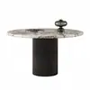 Mesa redonda de comedor, tamaño pequeño para uso doméstico, mesa redonda de comedor de mármol estilo francés, piedra vintage moderna de lujo ligero, diseño simple