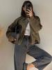 Comercio Exterior Transfronterizo Ropa de Mujer al por Mayor Estilo Europeo y Americano Primavera Casual Textura de Gamuza Solapa Chaqueta Bomber para Mujer