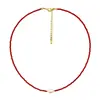 Collar Metálico con Perlas en Forma de Corazón y Cristal Rojo, Diseño de Nicho, Collar de Perlas en Forma de Corazón para la Clavícula con un Ambiente Elegante