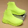 Zapatos de malla tejida transpirable de un solo paso para gente perezosa, para parejas, hombres y mujeres, exteriores, ligeros, absorción de impactos, talla grande, zapatos tipo calcetín