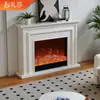 Móvel de TV com Lareira Estilo Francês 1.8/2.2/ 2.4m Feito de Madeira Maciça para Uso Doméstico na Sala de Estar com Decoração de Chama Simulada e Aquecimento Elétrico